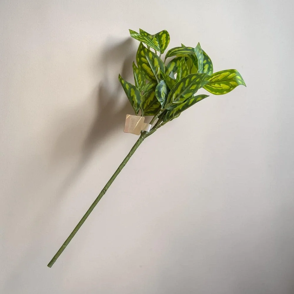 Artificial Mixed Greenery Leaf Stems Indoor Decor Solid Spotted Green Burgundy